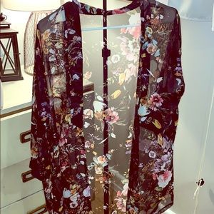 Sheer floral print cardigan